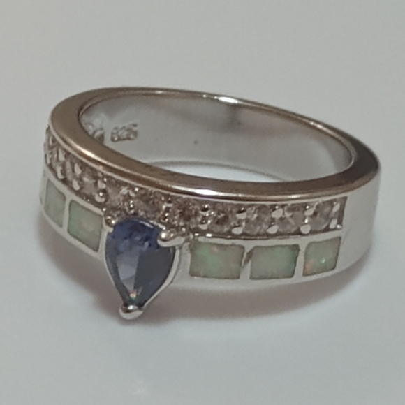 Luxury Silver Gemstone Wedding Rings For Women, Sz 6 - Picture 8 of 9